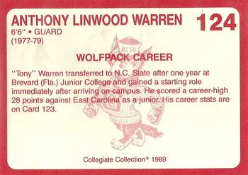 1989 Collegiate Collection North Carolina State's Finest #124 Anthony Warren Back