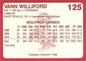 1989 Collegiate Collection North Carolina State's Finest #125 Vann Williford Back
