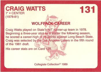 1989 Collegiate Collection North Carolina State's Finest #131 Craig Watts Back