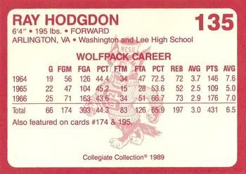 1989 Collegiate Collection North Carolina State's Finest #135 Ray Hodgdon Back