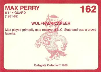 1989 Collegiate Collection North Carolina State's Finest #162 Max Perry Back