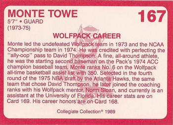 1989 Collegiate Collection North Carolina State's Finest #167 Monte Towe Back