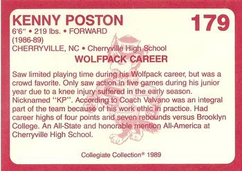 1989 Collegiate Collection North Carolina State's Finest #179 Kenny Poston Back