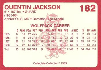 1989 Collegiate Collection North Carolina State's Finest #182 Quentin Jackson Back