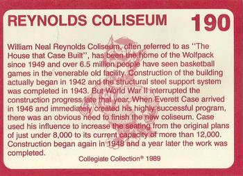 1989 Collegiate Collection North Carolina State's Finest #190 Reynolds Coliseum Back