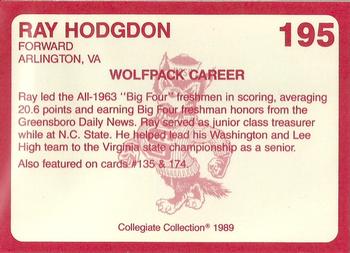 1989 Collegiate Collection North Carolina State's Finest #195 Ray Hodgdon Back