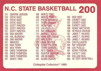 1989 Collegiate Collection North Carolina State's Finest #200 Checklist: 101-200 Back