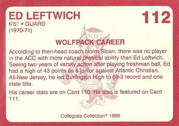 1989 Collegiate Collection North Carolina State's Finest #112b Ed Leftwich Back