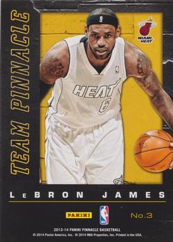 2013-14 Pinnacle - Team Pinnacle Artist's Proofs #3 Kobe Bryant / LeBron James Back