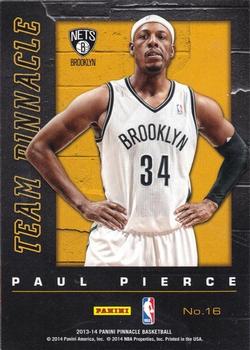 2013-14 Pinnacle - Team Pinnacle Artist's Proofs #16 Paul George / Paul Pierce Back