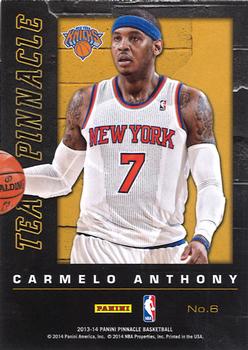 2013-14 Pinnacle - Team Pinnacle Artist's Proofs #6 Kevin Durant / Carmelo Anthony Back