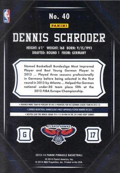 2013-14 Pinnacle - Artist Proof #40 Dennis Schroder Back