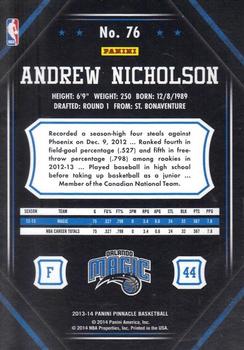 2013-14 Pinnacle - Artist Proof #76 Andrew Nicholson Back