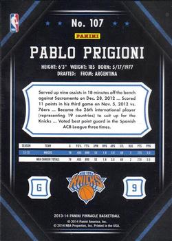 2013-14 Pinnacle - Artist Proof #107 Pablo Prigioni Back