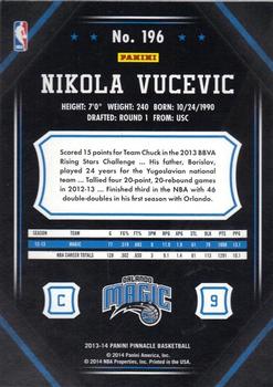 2013-14 Pinnacle - Artist Proof #196 Nikola Vucevic Back
