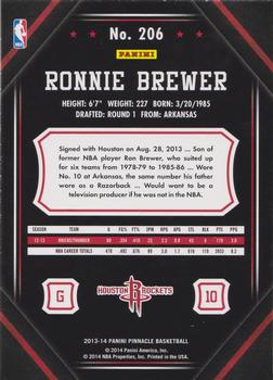 2013-14 Pinnacle - Artist Proof #206 Ronnie Brewer Back