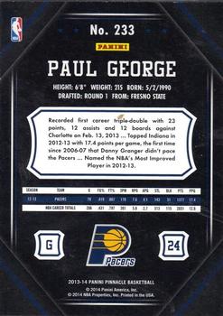 2013-14 Pinnacle - Artist Proof #233 Paul George Back
