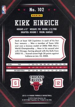 2013-14 Pinnacle - Artist Proof Red #102 Kirk Hinrich Back