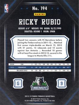 2013-14 Pinnacle - Artist Proof Red #194 Ricky Rubio Back