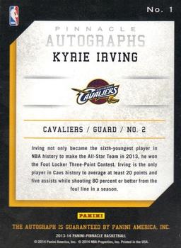 2013-14 Pinnacle - Autographs #1 Kyrie Irving Back