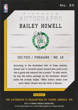 2013-14 Pinnacle - Autographs #20 Bailey Howell Back