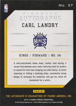 2013-14 Pinnacle - Autographs #37 Carl Landry Back