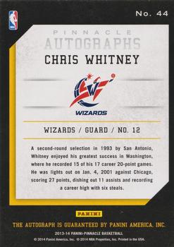 2013-14 Pinnacle - Autographs #44 Chris Whitney Back