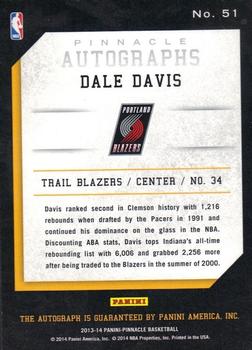 2013-14 Pinnacle - Autographs #51 Dale Davis Back