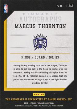 2013-14 Pinnacle - Autographs #133 Marcus Thornton Back