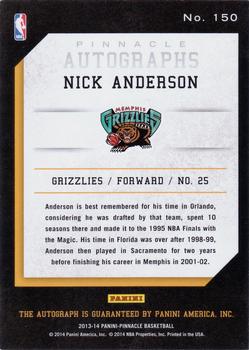 2013-14 Pinnacle - Autographs #150 Nick Anderson Back