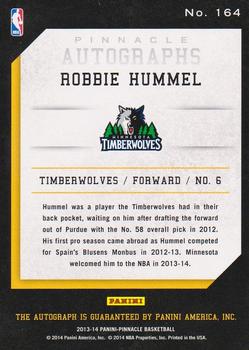 2013-14 Pinnacle - Autographs #164 Robbie Hummel Back