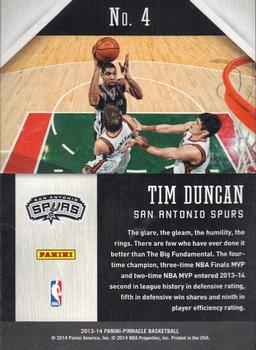 2013-14 Pinnacle - Awaiting the Call Artist's Proofs #4 Tim Duncan Back