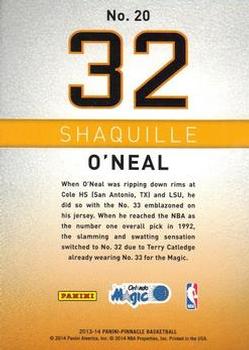 2013-14 Pinnacle - Behind the Numbers Artist's Proofs #20 Shaquille O'Neal Back