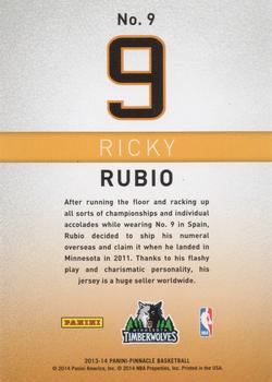 2013-14 Pinnacle - Behind the Numbers Artist's Proofs Green #9 Ricky Rubio Back
