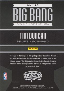 2013-14 Pinnacle - Big Bang Artist's Proofs #15 Tim Duncan Back