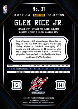 2013-14 Pinnacle - Museum Collection #31 Glen Rice Jr. Back