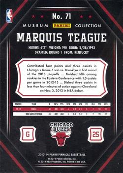 2013-14 Pinnacle - Museum Collection #71 Marquis Teague Back