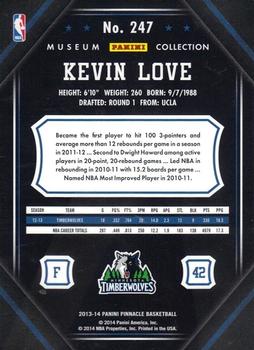 2013-14 Pinnacle - Museum Collection #247 Kevin Love Back