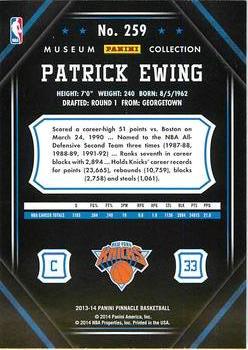 2013-14 Pinnacle - Museum Collection #259 Patrick Ewing Back