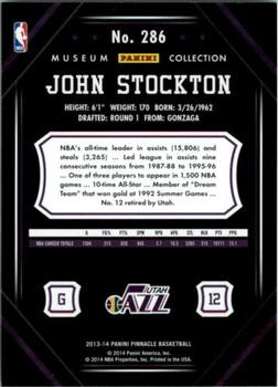 2013-14 Pinnacle - Museum Collection #286 John Stockton Back