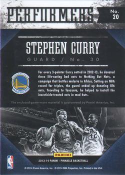 2013-14 Pinnacle - Performers Jerseys #20 Stephen Curry Back