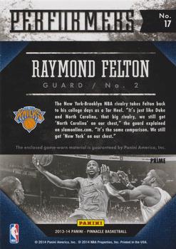 2013-14 Pinnacle - Performers Jerseys Prime #17 Raymond Felton Back