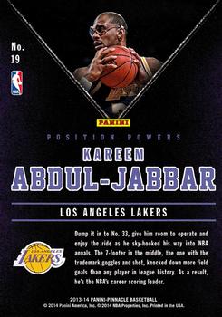 2013-14 Pinnacle - Position Powers #19 Kareem Abdul-Jabbar Back