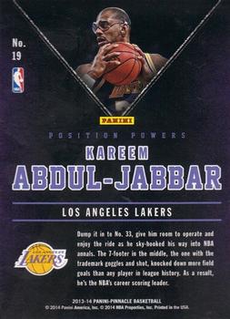2013-14 Pinnacle - Position Powers Artist's Proofs #19 Kareem Abdul-Jabbar Back