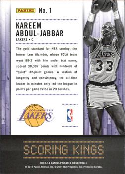 2013-14 Pinnacle - Scoring Kings #1 Kareem Abdul-Jabbar Back