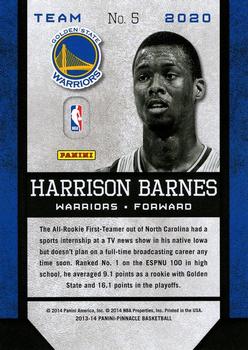 2013-14 Pinnacle - Team 2020 #5 Harrison Barnes Back