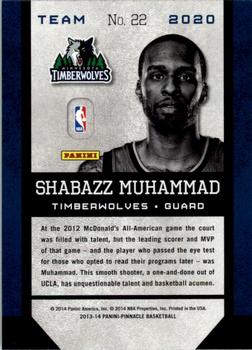 2013-14 Pinnacle - Team 2020 #22 Shabazz Muhammad Back
