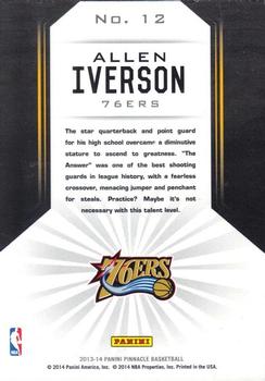 2013-14 Pinnacle - The Naturals Artist's Proofs #12 Allen Iverson Back
