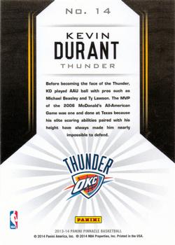2013-14 Pinnacle - The Naturals Artist's Proofs #14 Kevin Durant Back