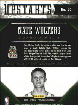2013-14 Pinnacle - Upstarts Jerseys #20 Nate Wolters Back